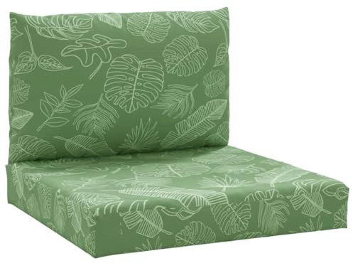 vidaXL Palettenkissen 2-TLG., Palettenauflage für Europaletten, Palettenpolster Palettensofa Outdoor Indoor, Sitzkissen Rückenkissen, Blattmuster Oxford-Gewebe
