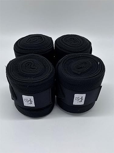 Ruggles Stable Bangages for Horse/Pony | Equestrian Leg Wraps | Protection fo Travel and Stable | Set of 4 (Black)