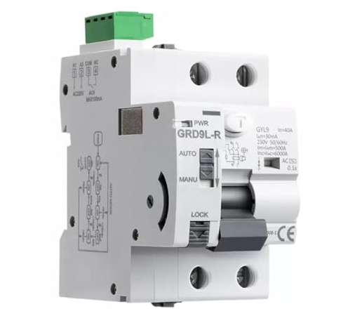 Interruptor Diferencial Auto Rearmable 2P 40A 30mA Clase AC - RCCB | 3 intentos de reconexión automática, rearme en 10 s, 60 s y 300 s, Ideal para segundas residencias