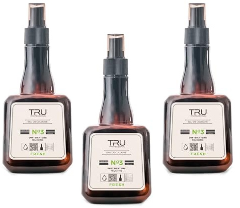 TRU Barbers Eau De Cologne After Shave Spray 3x 250ml FRESH - Langanhaltender Duft, Premium Herrenpflege, Beruhigende Pflege nach der Rasur