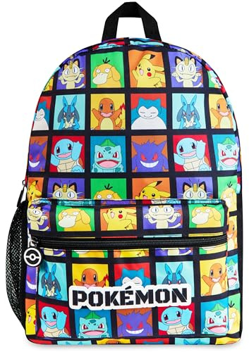 Pokemon Backpack for Kids Teenagers Pikachu Rucksack School Bag Gamer Daypack Travel Bag for Days Out PE Sports Anime Gifts (Multi)