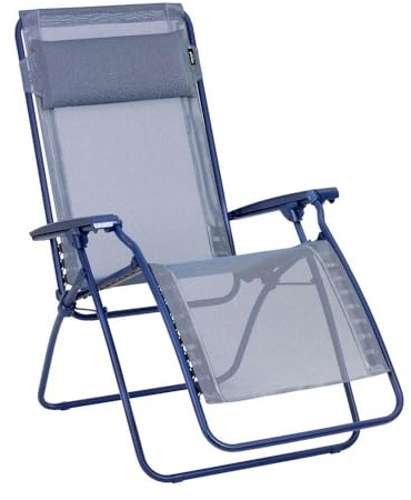 Lafuma MOBILIER - Fauteuil Relax Transat Jardin - Chaise Longue Zéro Gravité - Rclip - Batyline® Iso - Bleu Indigo - Fabriqué en France - LFM5169_9940 - Garantie 5 Ans - L.88xl.67xH.114cm