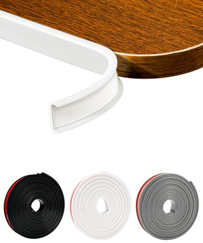 JSIWOTH Möbelkantenband Selbstklebend U-Form TPE 15mm x 5M, Weiß | Flexibler Kantenschutz für Möbel, Türen und Tische, stoßfest, wasserdicht und einfach zu montieren
