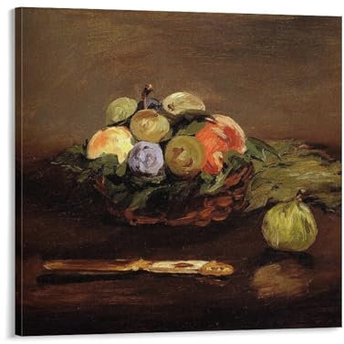 YOOSONG French Modernist Painter Edouard Manet Basket of Fruits Poster Print Photo Art Painting Canvas Poster Home Modern Decor Posters 12x12inch(30x30cm)