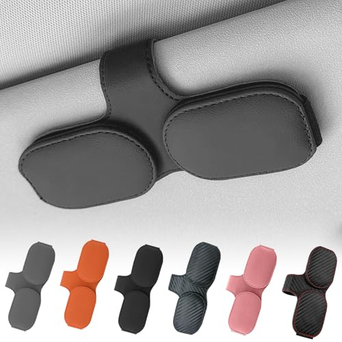 FONWUJIOT Brillenhalter für Auto Sonnenblende, Doppelschichtiger Sonnenbrillenhalter Auto, Magnetisch Sonnenbrillenhalter Auto, Universal Leder Brillenhalter für Auto Zubehör Innenraum (Schwarz)