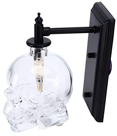 Garosa Vintage Skull Wall Lamp Iron Glass Industrial Wall Light G9 Bulb Unique Gothic Decor for Bedroom Hallway Corridor Retro Home Lighting