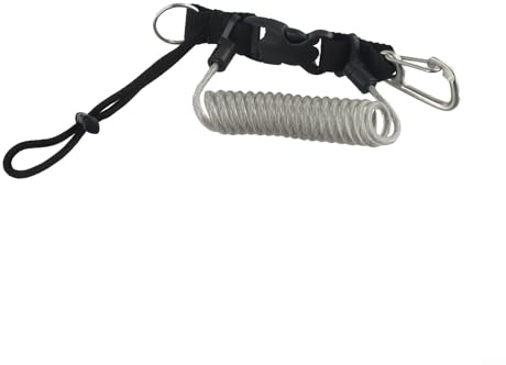 Hasaller Lanière de plongée à ressort enroulée - Câble en spirale multifonction rétractable - Accessoire de plongée anti-perte pour la plongée et l'escalade (argenté)