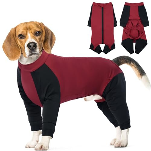 Hjyokuso Hundeoverall Mit Beinen, Hundeschlafanzüge, Hundepyjama Für Große Hunde, Hunde Schlafanzug Mit Reißverschluss, Body Hund Nach Op Für Golden Retriever Labrador Retriever, Rottweiler,Dobermann