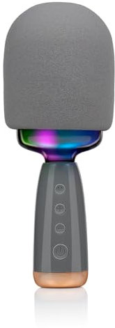 Edco Eindhoven B.V. Microfono Wireless - Karaoke con Microfono e Luce RGB - Microphone per Casa e Viaggi - Durata della Batteria di 5 Ore - Incl. Cavo di Ricarica USB-C e Cavo Audio Jack da 3,5 mm