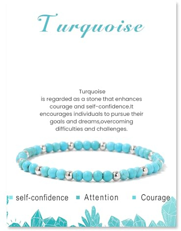 Uwiyo Beaded Bracelets for Women, 4mm Crystal Bracelet with Silver Beads Elastic Natural Stone Bracelet Gemstone Stone Bracelet Yoga Bracelet for Women Girls for Birthday Christmas