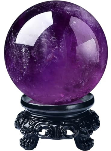 DECORN Amethyst Crystal Sphere Natürliche Amethyst Kugel Quarz Kristall Kugel Steinkugel mit Ständer für Heilung, Meditation, Scrying, Feng Shui, Handgemacht,2.0in(5cm)