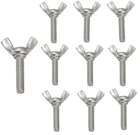 TOP-VIGOR M6 x 50mm Wing Bolts Wing Screws, 10Pcs Wing Butterfly Bolts Butterfly Screws for Machine Fastener Machinery Equipment