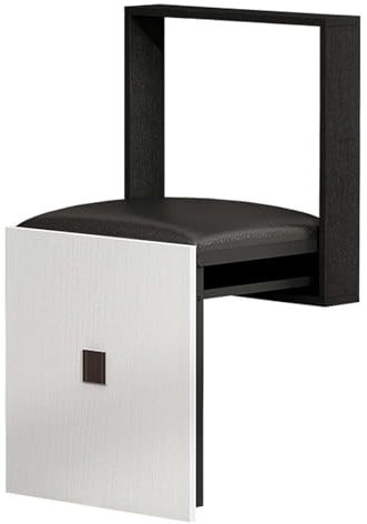 Wandklappstuhl, Wandschuhbank für den Eingangsbereich, Massivholz-Klapphocker, ausziehbarer Wickelhocker, Tragkraft 300 kg, für Flur, Stuhl, Diele, Küche, Bad, Schwarz (Weiß)