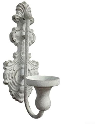 HpLive Rustikaler Wandkerzenhalter, Kerzenhalter Wandleuchter aus Gusseisen, 23x9cm, für Taperkerzen, für Esszimmer Flur Wanddeko(Grau)