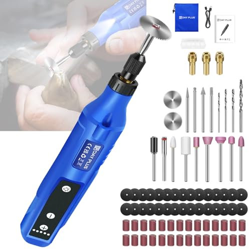 Elettrico Rotativo Multifunzione Smerigliatrice, Mini Trapano Elettrico Smerigliatrice con Luce LED, 5 Velocità Regolabile (3000/6000/9000/12000/18000 RPM) per incisione, taglio, foratura, lucidatura