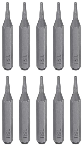 sourcing map 10 punte per cacciavite Torx T5H da 5/32 con gambo esagonale, lunghezza 28 mm, punta magnetica a stella a 6 punti, punte esagonali in acciaio S2, per cacciaviti manuali elettrici,