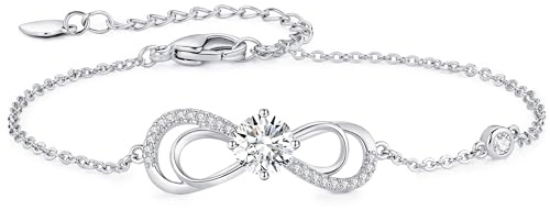 CDE Infinity Armband Damen Herz Geburtsstein Armkette Kristallen Armkette | Geschenke Schmuck für Muttertag Valentinstag Weihnachtsgeschenke Geburtstag Geschenke für Frauen Freundin Mama