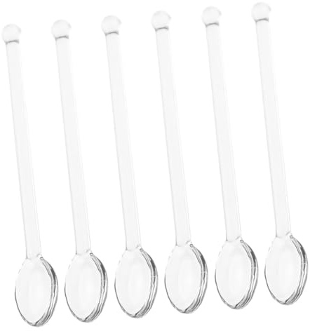 Ensemble De 6 Cuillères À Mélanger En Verre Pour Thé Café Cocktails Et Desserts Résistantes À La Chaleur Et Élégantes