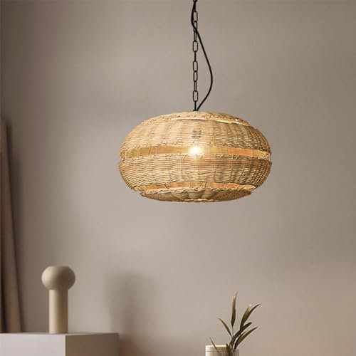 Lampada costiera a Ciondolo Rattan Lampada a Cesto Tessuto Vimini Lampada da Vimini Boho lampadario Pallone Lampada a Sospensione della Lampada per la Sala da Pranzo Camera da Letto Isola Cucina