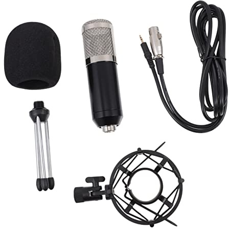 Kisangel Kondensatormikrofon Satz 3,5mm 48 V für Ktv Musikliebhaber | 1 Satz, 20 Hz bis 20 Khz Frequenzgang, 5 V bis 48 V Eingang, Stahlgitter und Zinklegierung Zufällige Farbe
