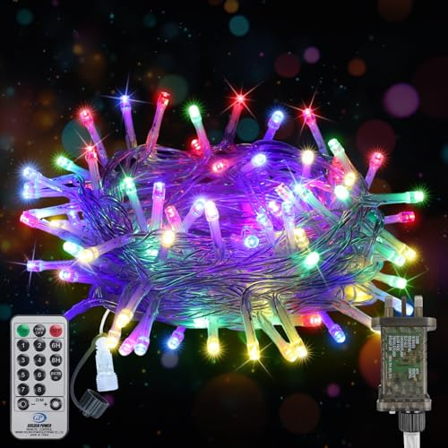10M 100LED Christmas Lights Mains Powered,Mult-iColor Connectable Fairy Lights with Plug/Remote/Timer/8 Modes,Bright Waterproof Battery Lights Outside Indoor Garden Party Wedding Christmas Tree Decor
