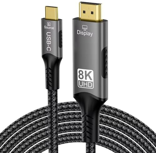 PremiumCord 8K Kabel USB-C auf HDMI 2.1, USB 3.2 Gen 2, Stecker auf Stecker, Auflösung 8K@60Hz,4K@144Hz, Full HD 1080p, HDCP2.2, Farbe Schwarz, Länge 2m