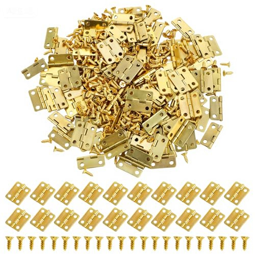 100 Stück 0,63 x 0,51 Zoll Mini-Metallscharnieres, 180-Grad-Miniatur Scharniere Klein Minischarnieres, Klein Modellbau Scharniere mit 400 Schrauben für Schmuck Holzkistenschränke