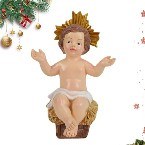Generico Gesù Bambino Figura Mini | Scultura Presepe Gesù Bambino Resina | Decorazioni Cristiane Presepe Ornamenti Cattolici per Casa Ufficio Famiglie Celebrazioni Natale