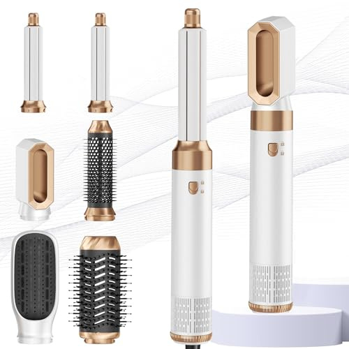 MogaWave Haarstyler Pro Air Styler 6 in 1 Hair Styler, 1000W Rundbürstenföhn, Warmluftbürste, Föhnbürste, Haartrockner, Air Curler Wrap, Hairstyler Airstyler Haarstyling Geräte für Alle Haartypen