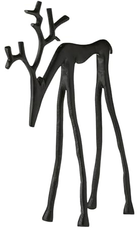 Kashyke Schwarze Rentier Metall Weihnachtsdeko Modern Weihnachten Deko Innen Fensterbank Elch Hirsch Deko Figuren (A)