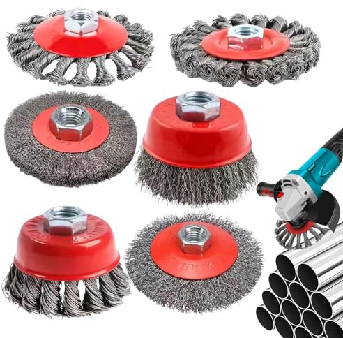 Cepillo De Alambre Para Amoladora Angular | Juego De 6 Ruedas De Alambre Para Esmerilado,Accesorio de M14 para Pulido y Mantenimiento Industrial | Para Eliminación Óxido Reparación Automotriz Mantenim