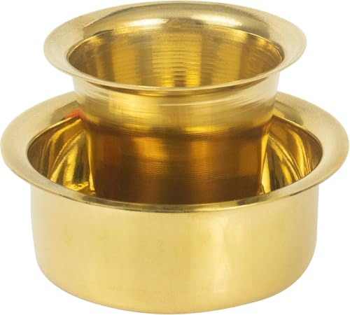 OnMexa South Indian Brass Coffee Cup and Dabra Set 120ML Traditional Filter Coffee Dabara Tumbler Set for Authentic Madrasi and Kumbakonam Coffee Use