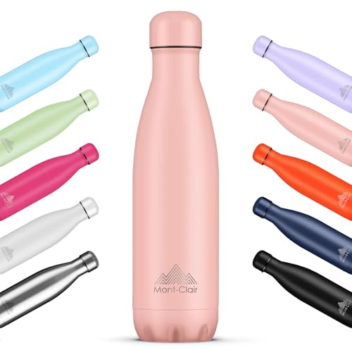 Mont-Clair LO Botella Agua Acero Inoxidable - Botella Isotermica Termica sin BPA, 12h de Bebida Caliente y 24h de Bebida Fría, Termo agua con pared Doble Aislamiento, 750ML - Rosa suave