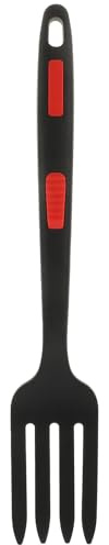 SOLUSTRE Tenedor de Silicona Ergonómico Negro, Tenedor Multifunción Pequeño para Pasta y Ensalada, Utensilio de Cocina Reutilizable para Hogar, Restaurante y Uso Doméstico
