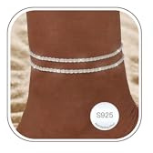 Halora 2 Stück Fußkettchen für Damen Sterling Silber 925 Layered Fussketten für Frauen Wasserdicht Sommer Strand Schmuck Geschenk