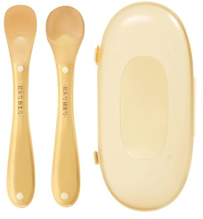 Cuchara Silicona Pequeña | 2 Piezas Pequeños Utensilios De Alimenticio Con Estuche,Cucharita para purés | para Alimentación Destete Comer Dentición Guardería Viaje Líquidos