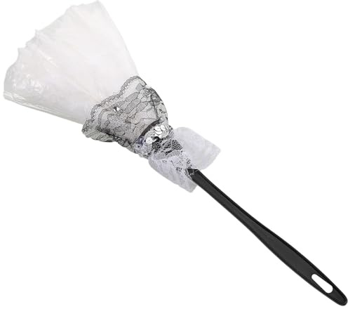 LIGIGWASH Spolverino Bianco con Pizzo Delicato per Costume da Cameriera Leggero con Eccellente Performance di Pulizia, Accessorio per Spettacoli Teatrali e Feste a Tema Strega