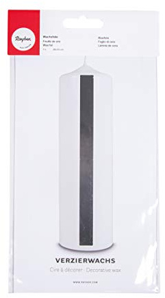 Rayher 3103822 Verzierwachs, silber hochglänzend, Verzierwachsplatte 20 x 10 cm, Wachsfolie zum Kerzen verzieren, Kerzenwachs, Wachsfolie