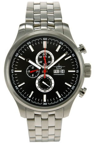 SkyTimer 501025013 - XXL-Fliegeruhr, Quarzwerk Miyota OS00, Edelstahlgehäuse 47mm, 5 ATM wasserdicht, Edelstahlband