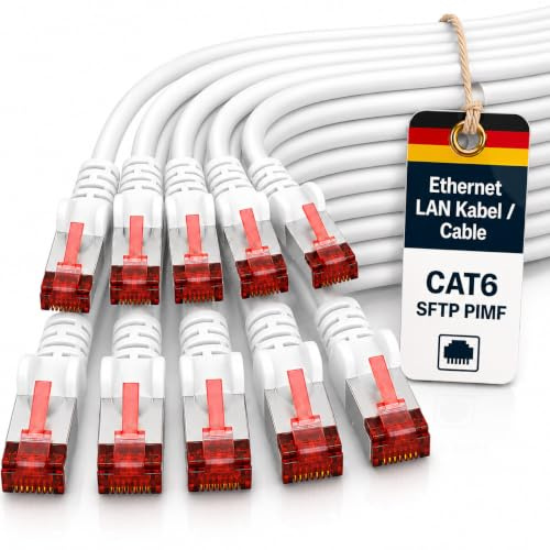 1aTTack.de 10x 10m Cat6 Cat.6 Ethernet-Kabel Cat 6 Netzwerk-Kabel Patch-Kabel RJ45 SFTP - Weiß