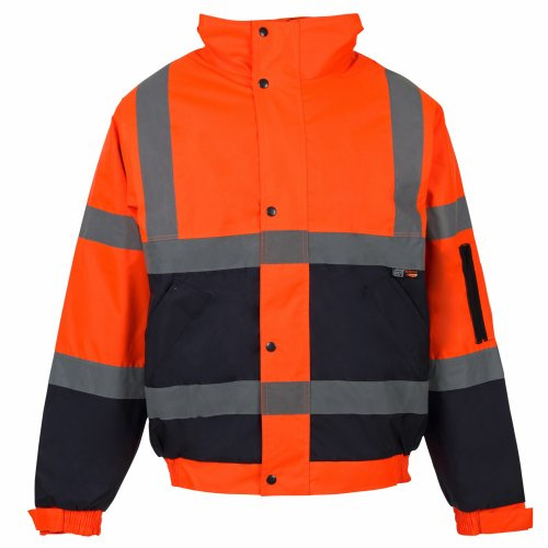 Supertouch 35584 HI-VIS 2-Tone Bomber Jacket - Orange/Navy Blue