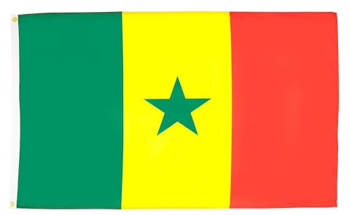 AZ FLAG Drapeau Sénégal 90x60 cm Sénégalais Polyester 100D 2 Œillets | Usage intérieur et extérieur Drapeau décoratif Senegaal coutures doubles et bords renforcés avec œillets métalliques