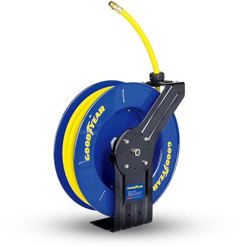 Goodyear Acciaio Retrattile compressore d'Aria/Acqua avvolgitubo con 1/2 in. x 65 ft. Tubo in Gomma, Max. 300psi