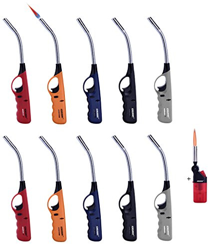 10x Stabfeuerzeug Sturmfeuerzeug Gas Feuerzeug flexibel biegsam 29,5 cm lang nachfüllbar (10 Stück (je Farbe 2 stück) +1x (Konsumany® Stab- Stumfeuerzeug 12,5 cm Lang))