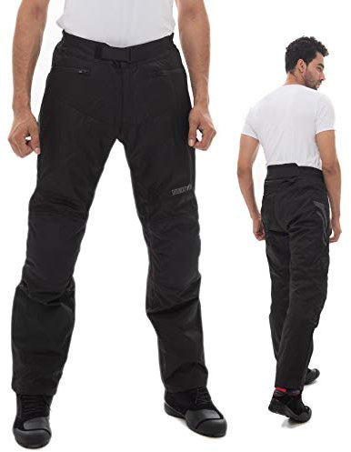 Motorradhose Herren -Easy Going- Sommer Winter Textilhose mit Protektoren Wasserdicht Leicht Stoff - schwarz - XS