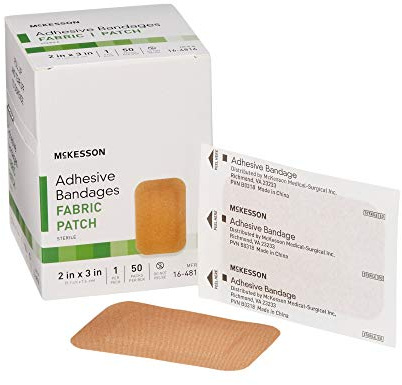 McKesson Adhesive Bandages, Sterile, Fabric Patch, 2 in x 3 in, 50 Count, 1 Pack
