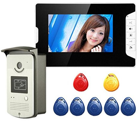 FOOSKOOML 7 Pollici Videocitofono Cavo Video Digitale HD Video Campanello Campanello Basso consumo energetico Videocamera ad Alta Definizione Videocitofono Campanello Controllo elettronico Sblocco