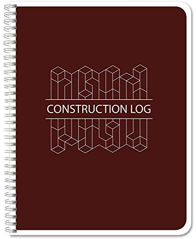 BookFactory Construction Daily Activity Log Book/Construction LogBook (100 Pages - 8.5 x 11) Burgundy Cover with Blocks, Wire-O (LOG-100-7CW-PP(ConstructionBlocks))