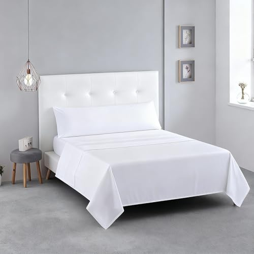 SABANALIA - Juego de sábanas Blancas de Hostelería | 3 Piezas | Sábana Encimera, Sábana Bajera Ajustable y Funda Almohada | Cama 90 (Disponible en Varias Medidas)