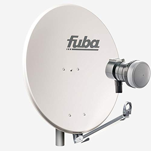 Fuba Satellitenschüssel Komplettset 1 Teilnehmer DAL 801 G - Alu Sat-Schüssel/Sat-Spiegel 80cm hellgrau + Fuba DEK 117 Single Universal LNB - HDTV, UHD(4K/8K), 3D